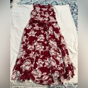 Danny & Nicole Strapless Red and White Floral Dress